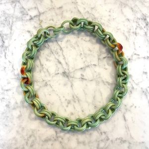 Vintage Green Celluloid Chain Necklace